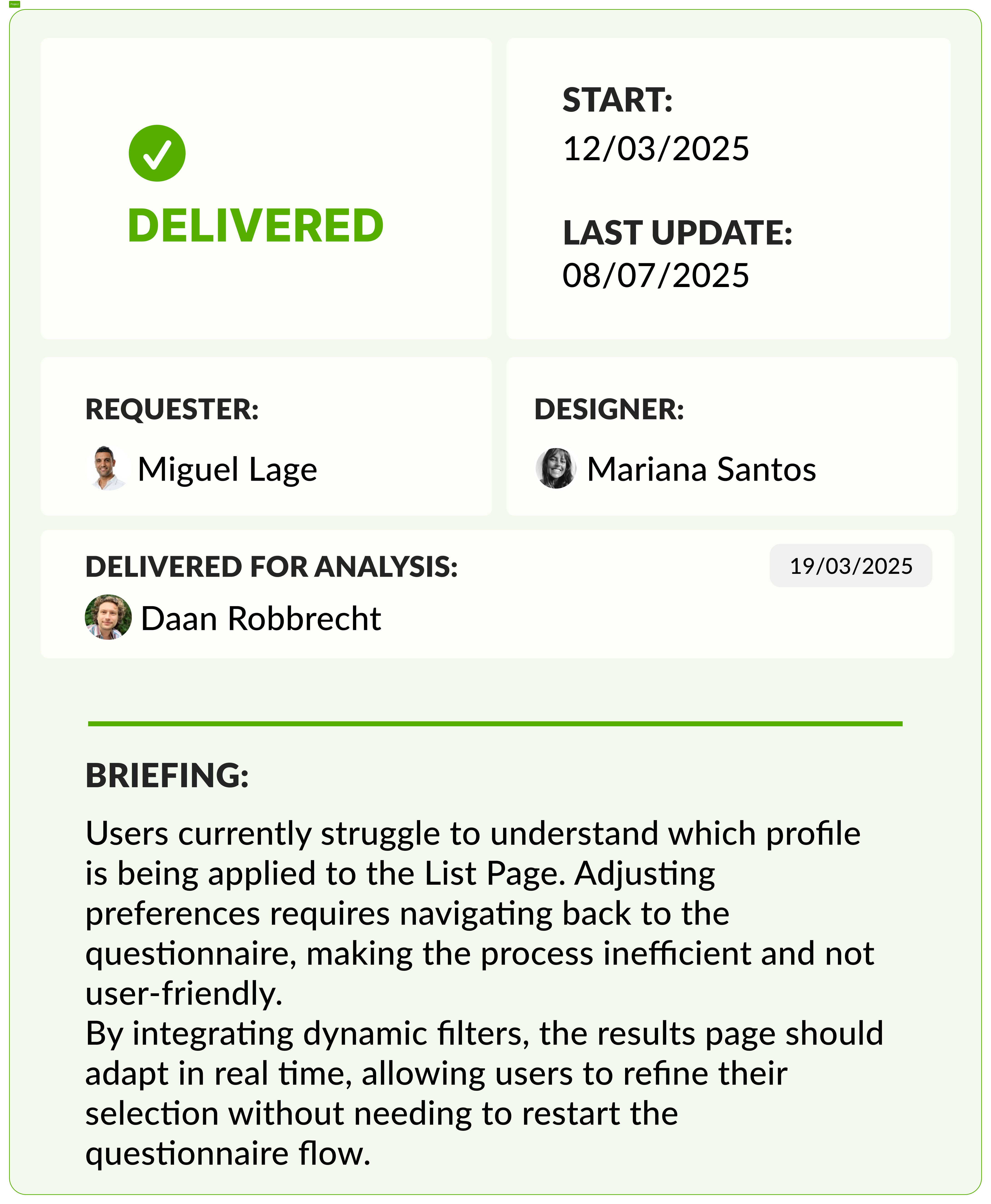 Project file with status indicators
